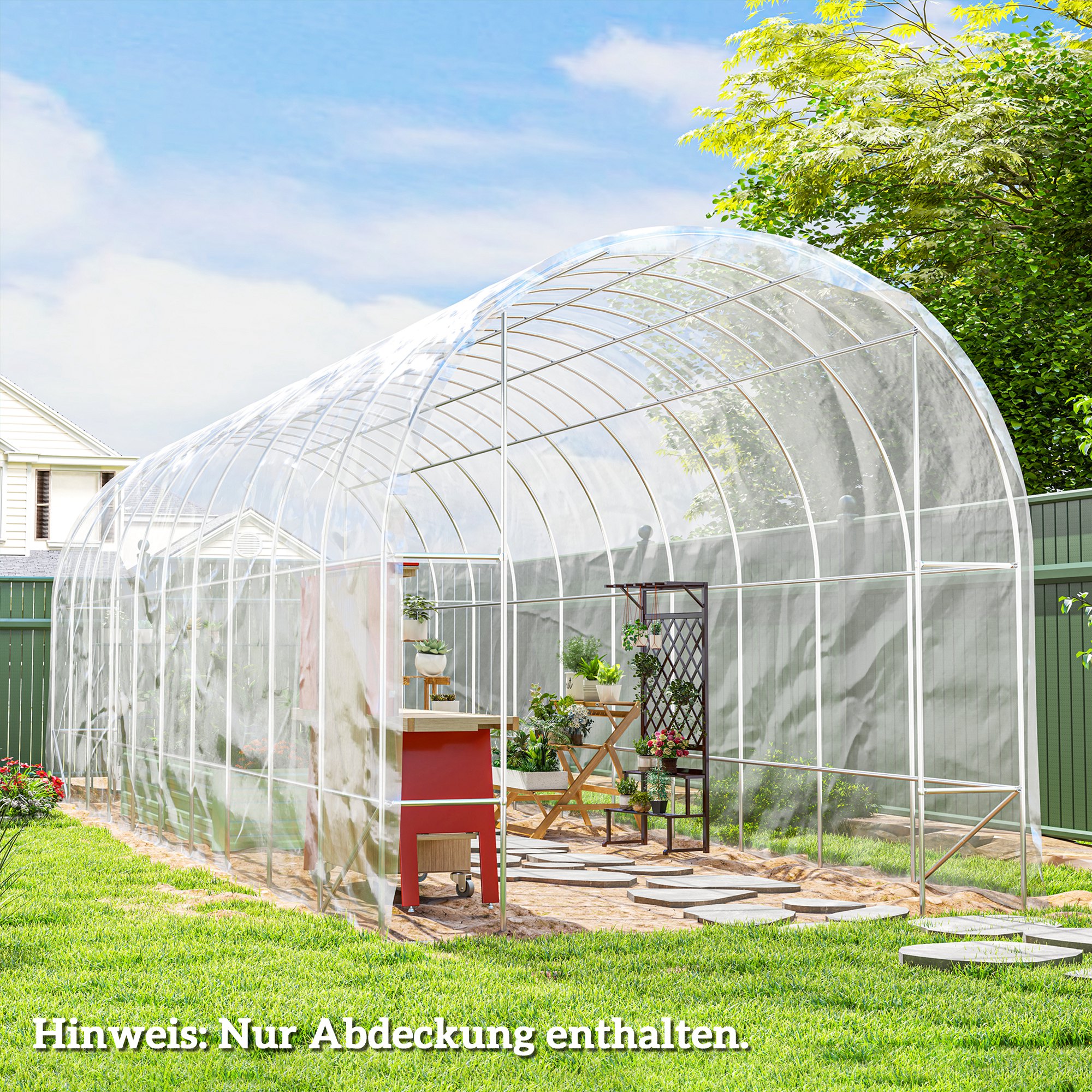 Outsunny Gewächshausfolie 8x10 m wasserdicht Gartenfolie mit UV Schutz, Ext günstig online kaufen