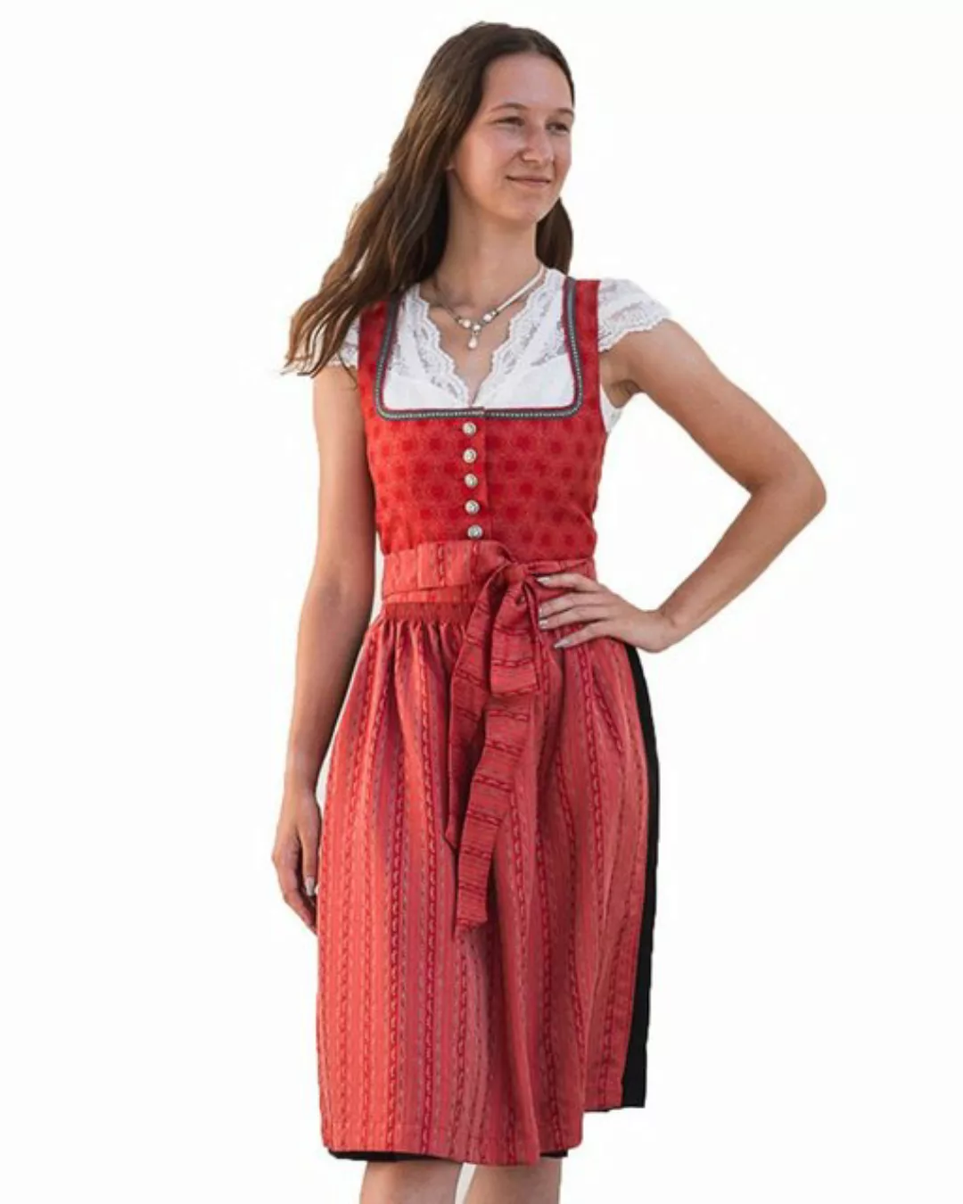 Trachten Deiser Dirndl 'Iva' Traditionell, Rot Schwarz - 65cm günstig online kaufen