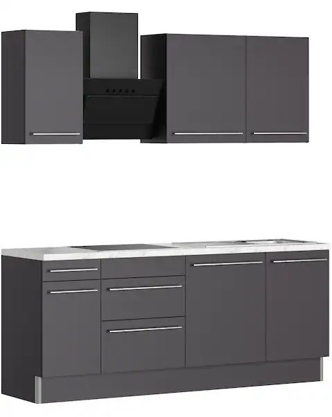 KOCHSTATION Küche »KS-Bern2«, Breite 210 cm, wahlweise mit E-Geräten, für a günstig online kaufen