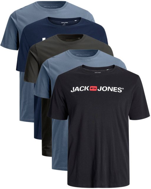 Jack & Jones Plus Print-Shirt Weites Shirt mit Printdruck (Spar-Set, 5er-Pa günstig online kaufen