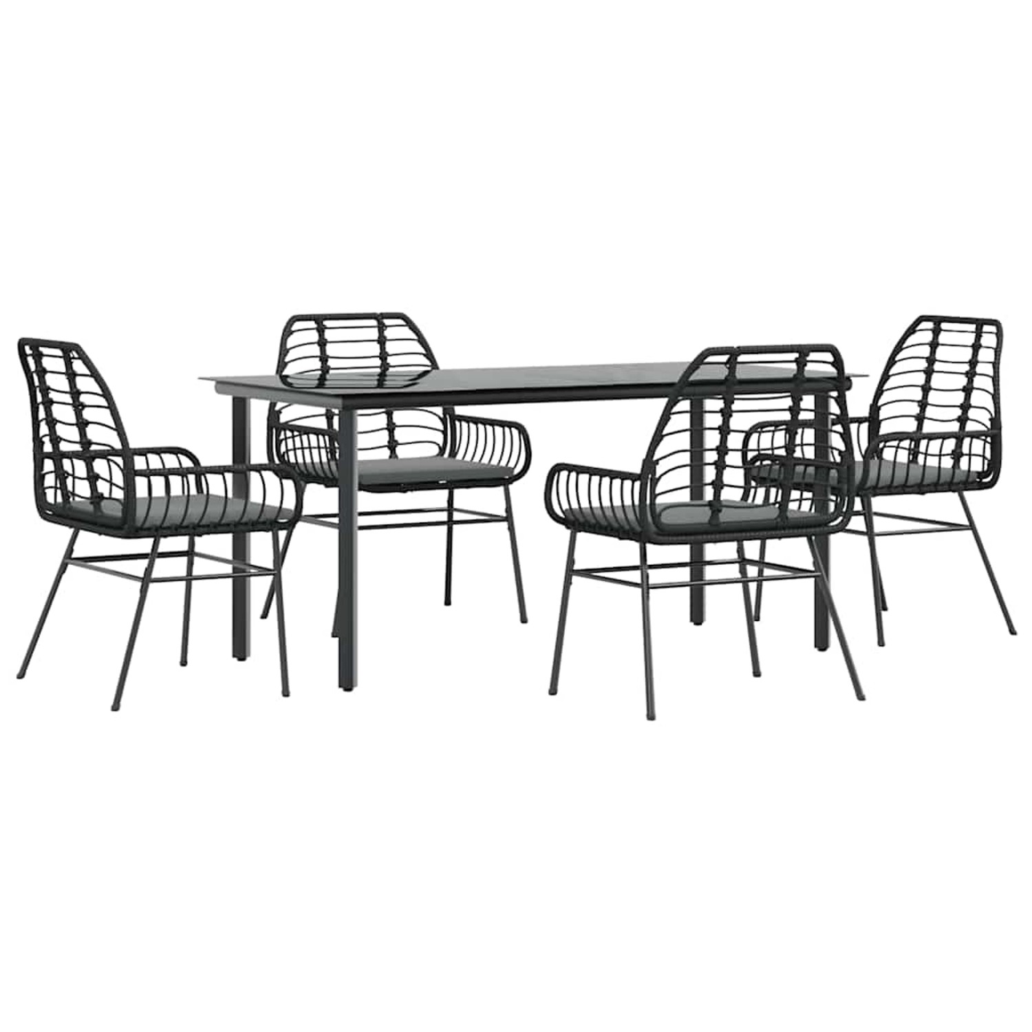 vidaXL 5-Tlg Garten-Essgruppe mit Kissen Schwarz Poly Rattan Glas 3334551 günstig online kaufen