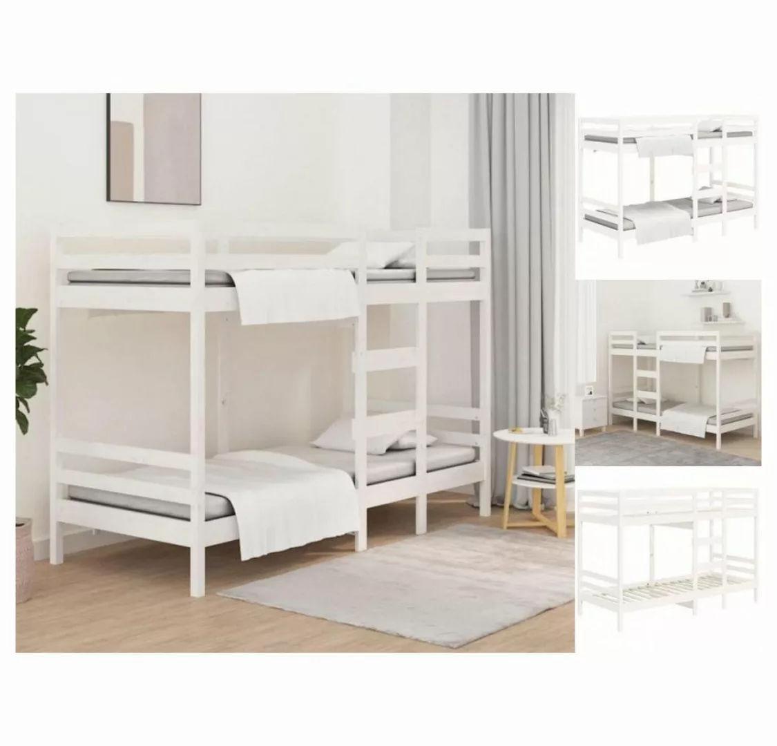 vidaXL Bettgestell Etagenbett Weiß 90x190 cm Massivholz Kiefer Bett Bettges günstig online kaufen