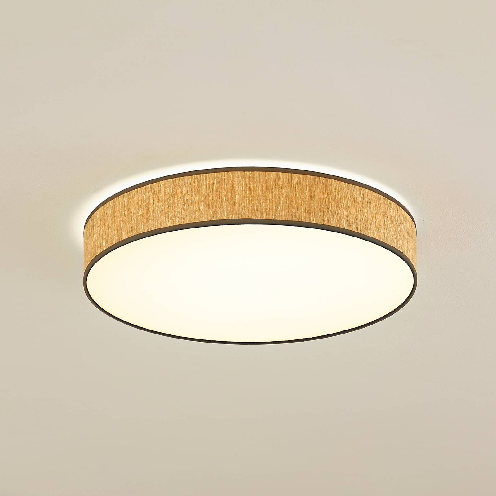 Lindby LED-Deckenleuchte Jutis, beige, Seetang, Ø 50 cm günstig online kaufen