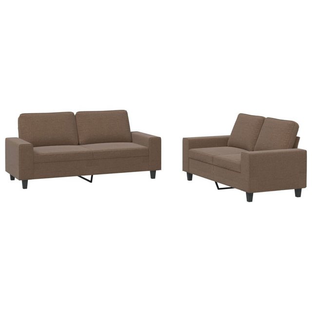 vidaXL Sofa Sofagarnitur Set mit Kissen Stoff, 2-tlg., Braun günstig online kaufen