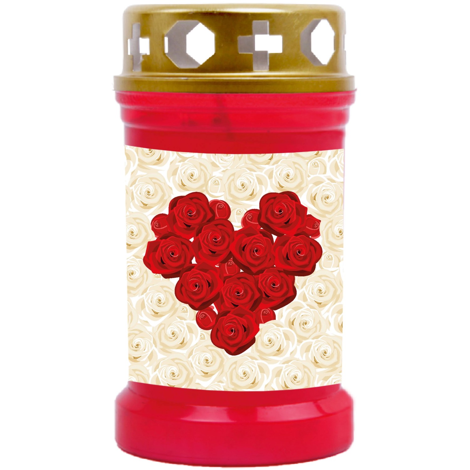 HS Candle Grabkerze Rot 40h Inkl. Deckel Gold Rose Herz günstig online kaufen