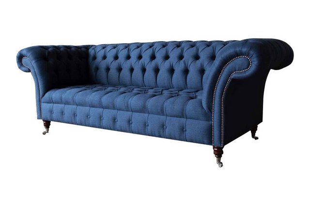 JVmoebel Sofa Dreisitzer Sofa Luxus Chesterfield 3 Sitzer Couches Blau Sofa günstig online kaufen