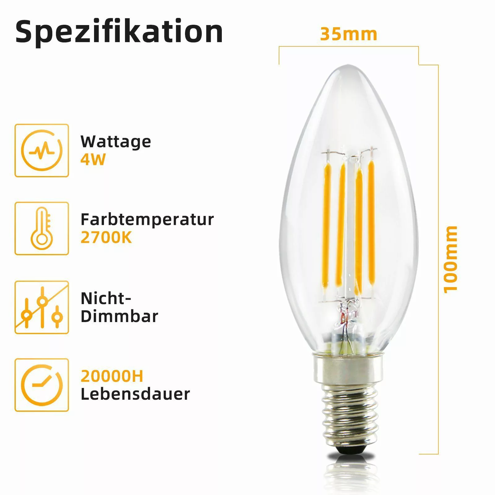 ZMH LED-Leuchtmittel E14 Glühbirne Warmweiß Lampe günstig online kaufen