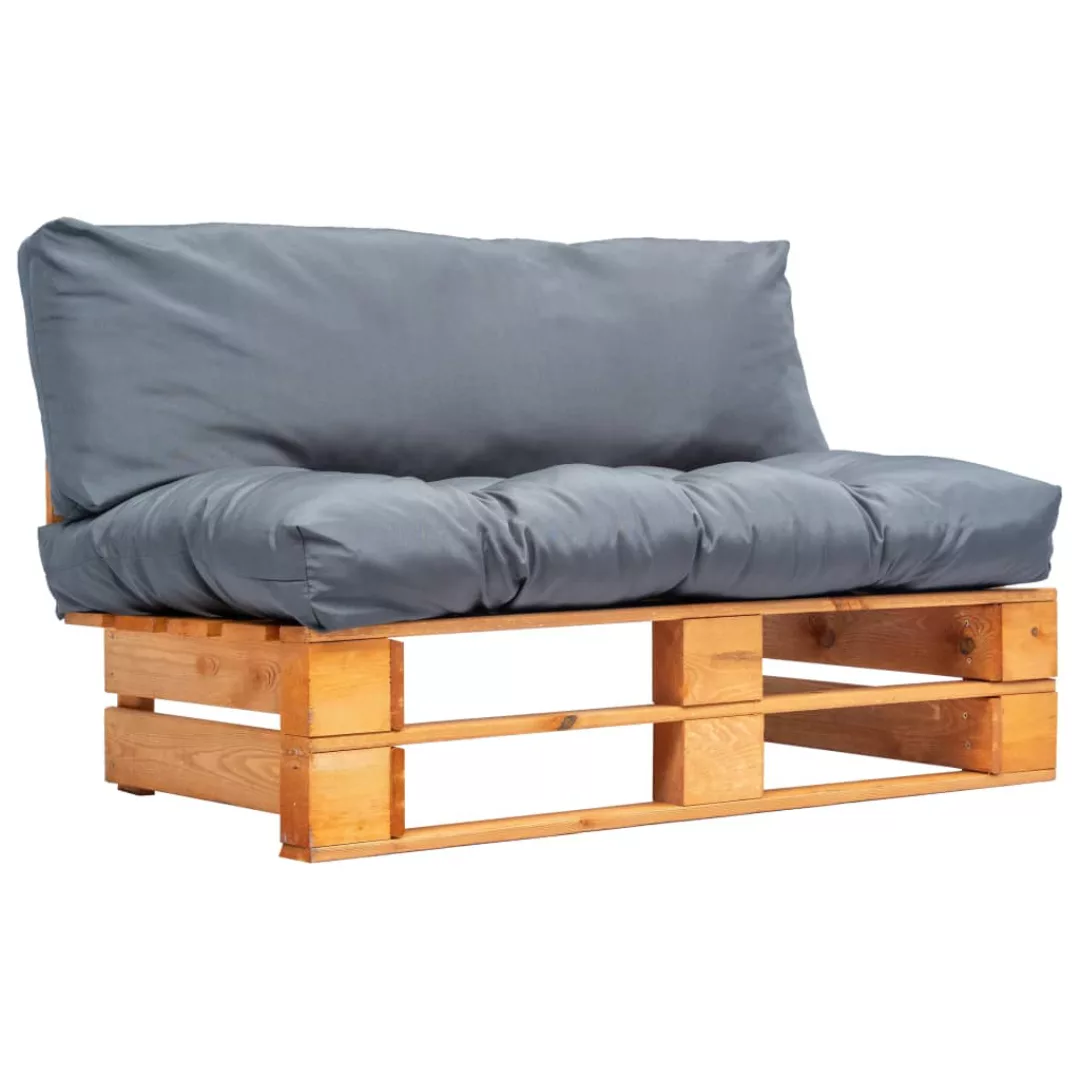 Garten-palettensofa Mit Grauen Kissen Kiefernholz günstig online kaufen