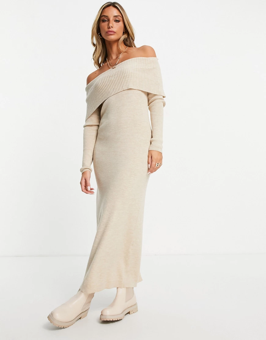 & Other Stories – Maxikleid aus recycelter Wolle in Beige mit Schlitz hinte günstig online kaufen