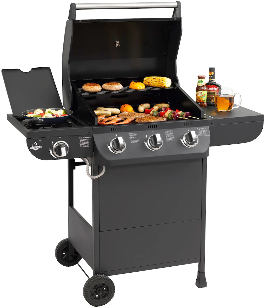 El Fuego Gasgrill Columbus 3-Brenner + Seitenkocher ca. 117,5 x 107,5 x 58, günstig online kaufen