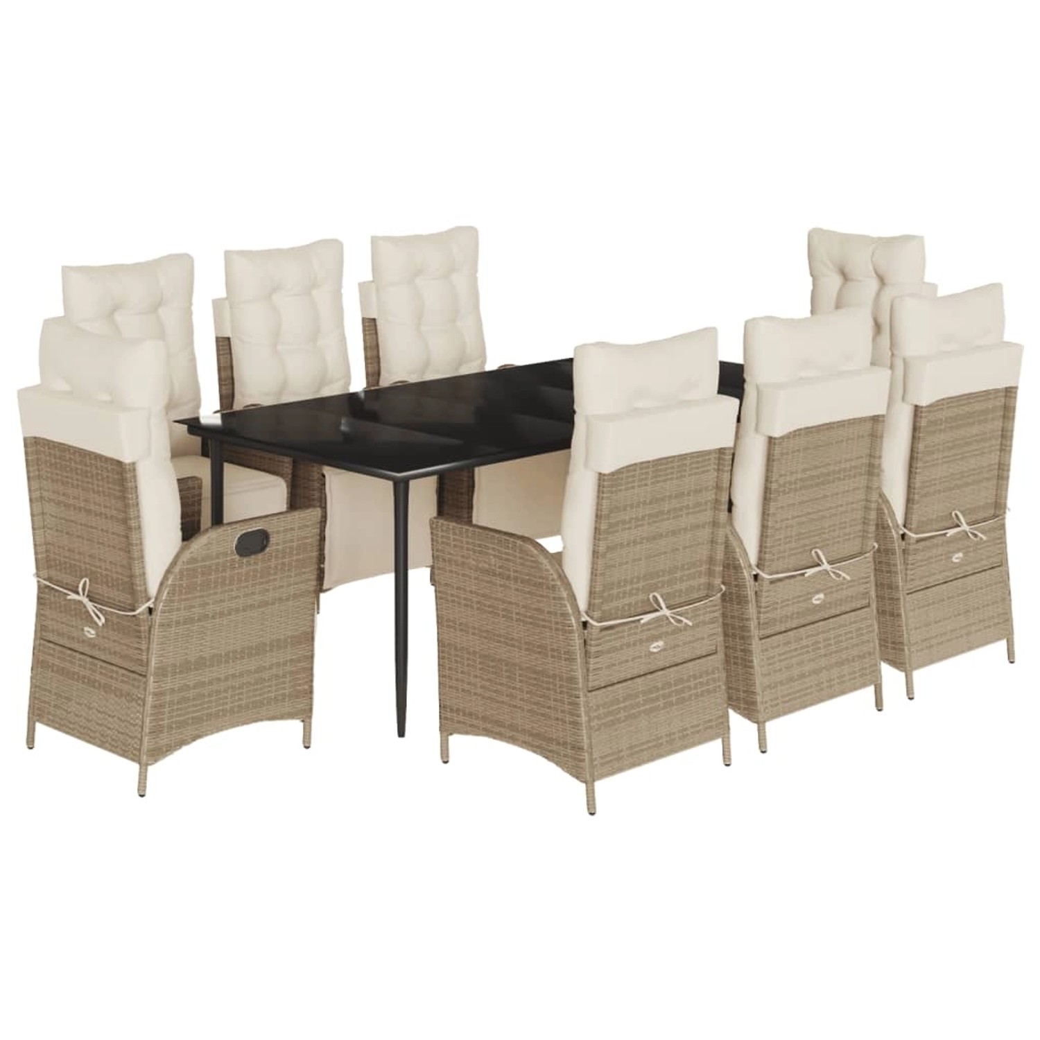 vidaXL 9-Tlg Garten-Essgruppe mit Kissen Beige Poly Rattan 3213440 günstig online kaufen