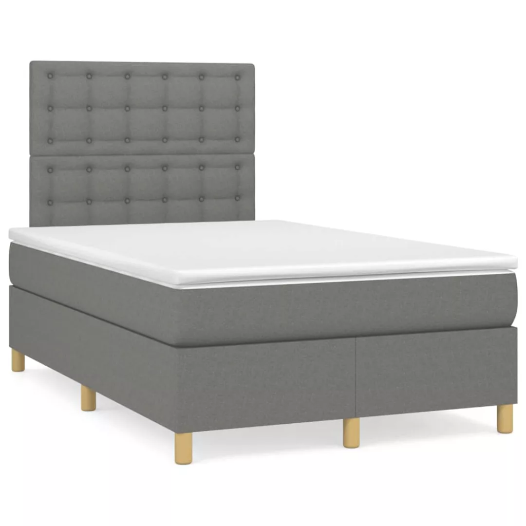 Vidaxl Boxspringbett Mit Matratze Dunkelgrau 120x200 Cm Stoff günstig online kaufen