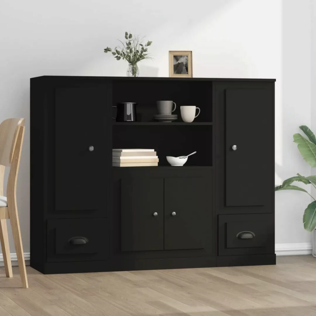 Vidaxl Highboards 3 Stk. Schwarz Holzwerkstoff günstig online kaufen