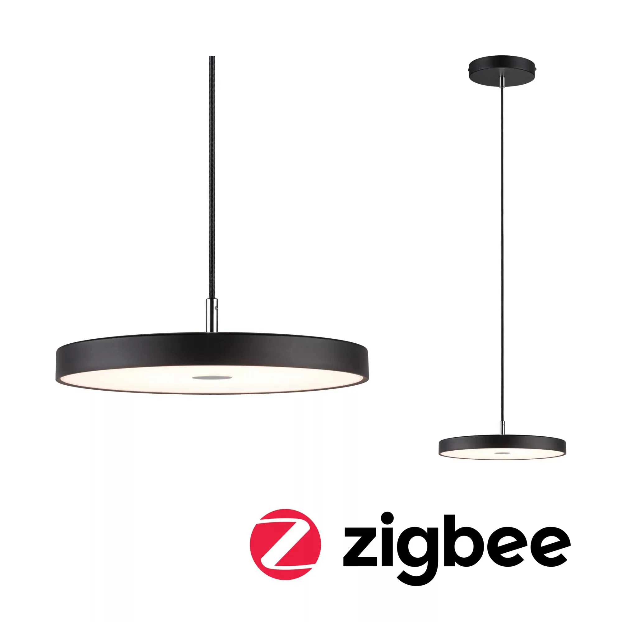 Smarte Zigbee 3.0 LED Pendelleuchte Hildor in Schwarz-matt 17W 1000lm günstig online kaufen