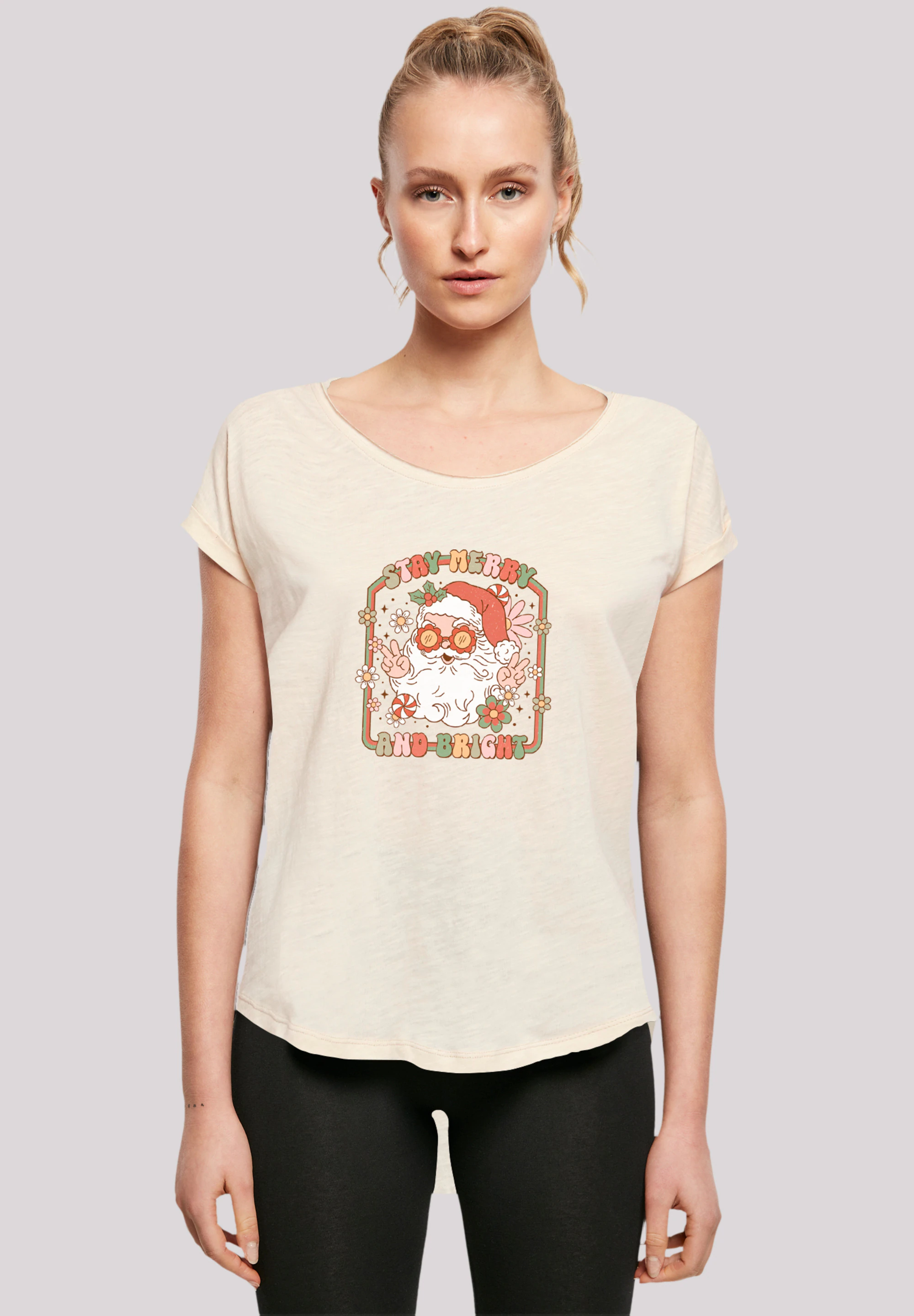 F4NT4STIC T-Shirt Stay Merry And Bright Hippie Santa Premium Qualität, Weih günstig online kaufen