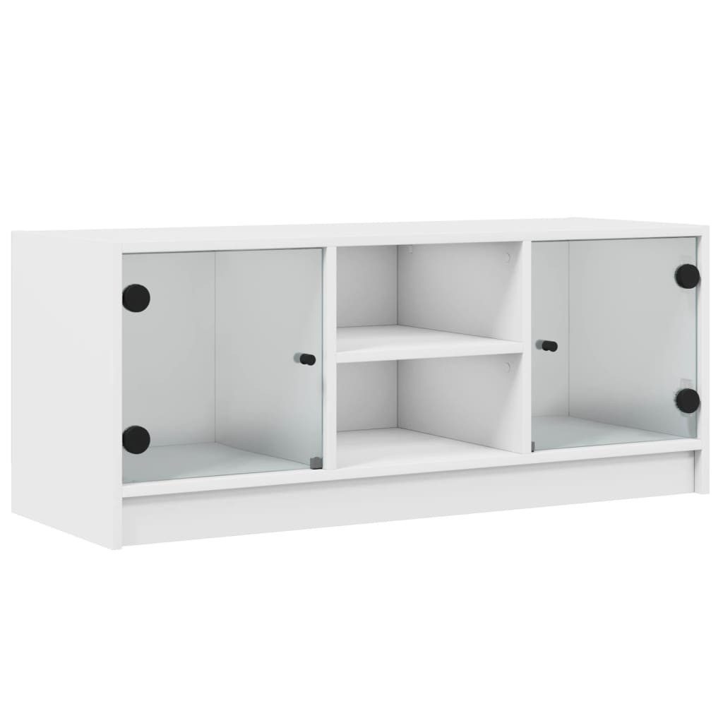 vidaXL TV-Schrank TV-Schrank mit Glastüren Weiß günstig online kaufen