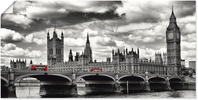 Artland Wandbild "London Westminster Bridge & Red Buses", Großbritannien, ( günstig online kaufen
