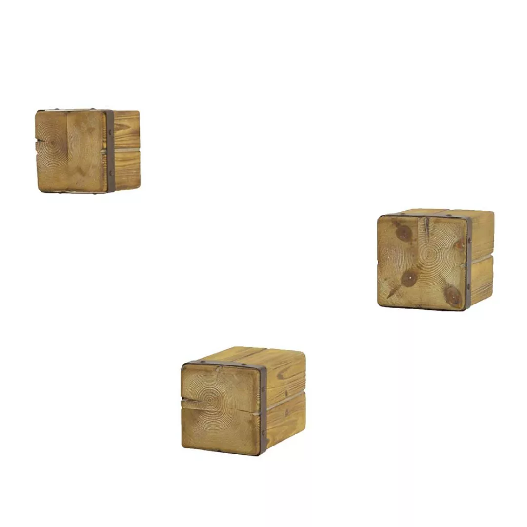Deko Hängeregal Set aus Tanne Massivholz und Metall quadratisch (dreiteilig günstig online kaufen
