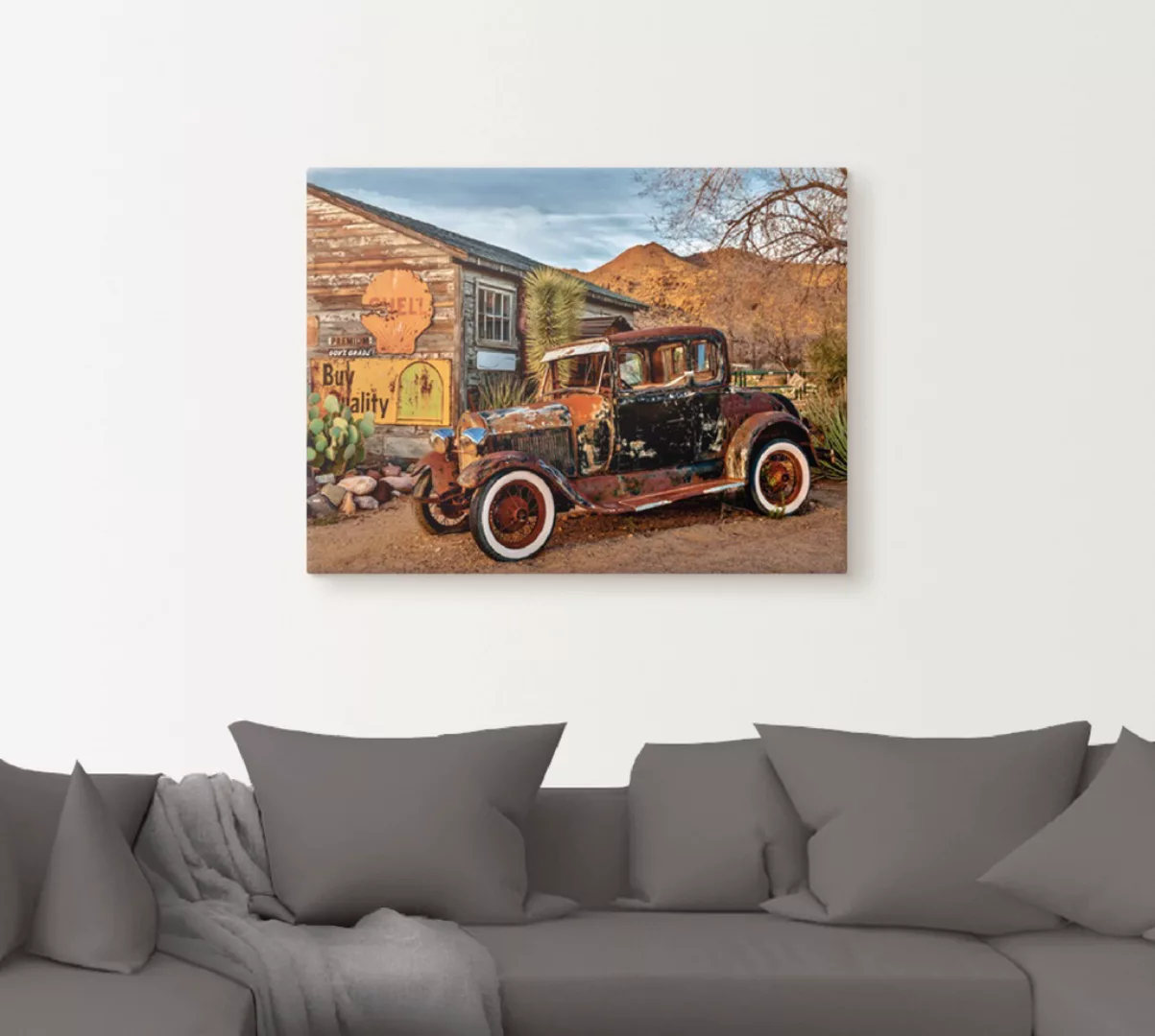 Artland Wandbild "Oldtimer Route 66 Hackberry", Auto, (1 St.), als Leinwand günstig online kaufen