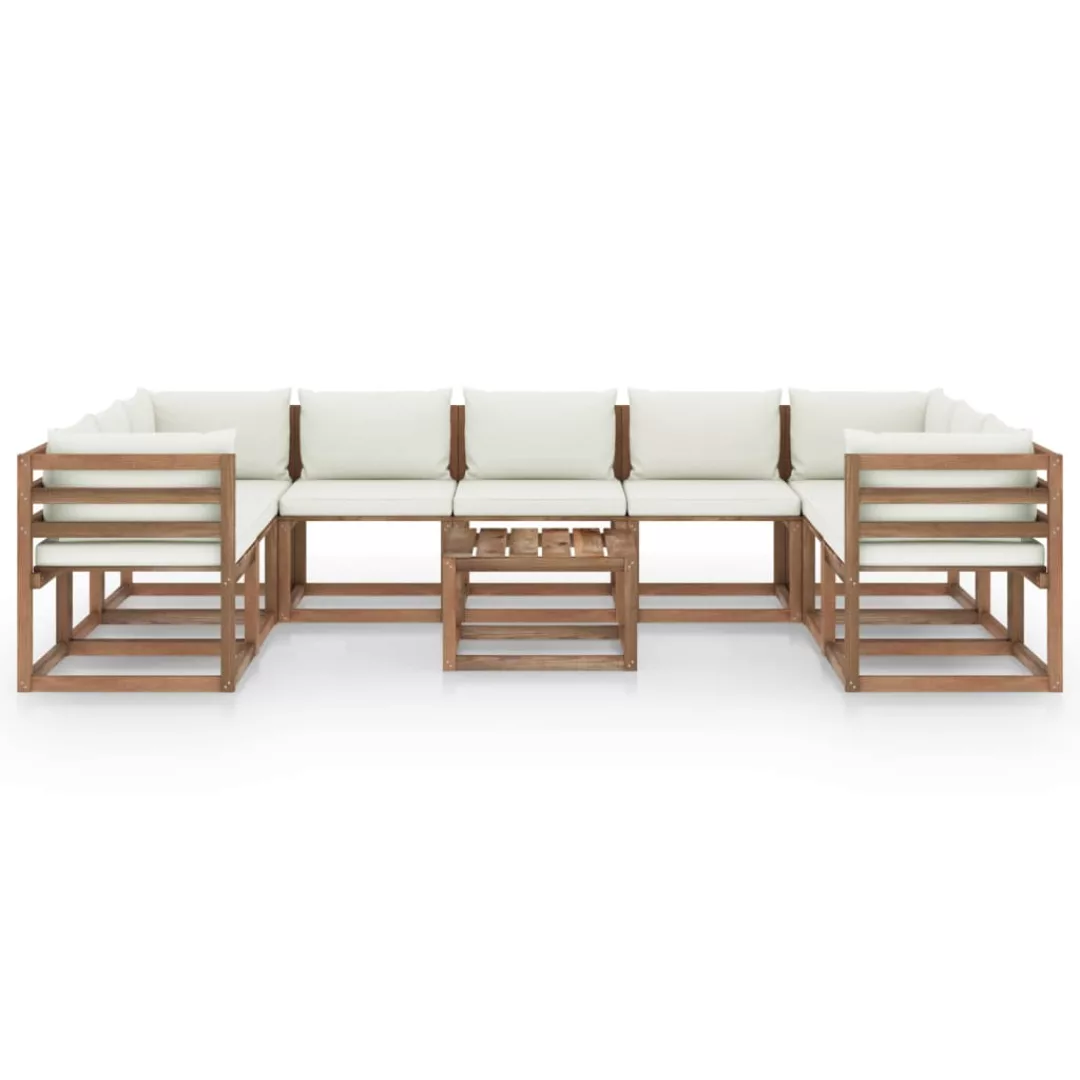 10-tlg. Garten-lounge-set Mit Creme Kissen günstig online kaufen