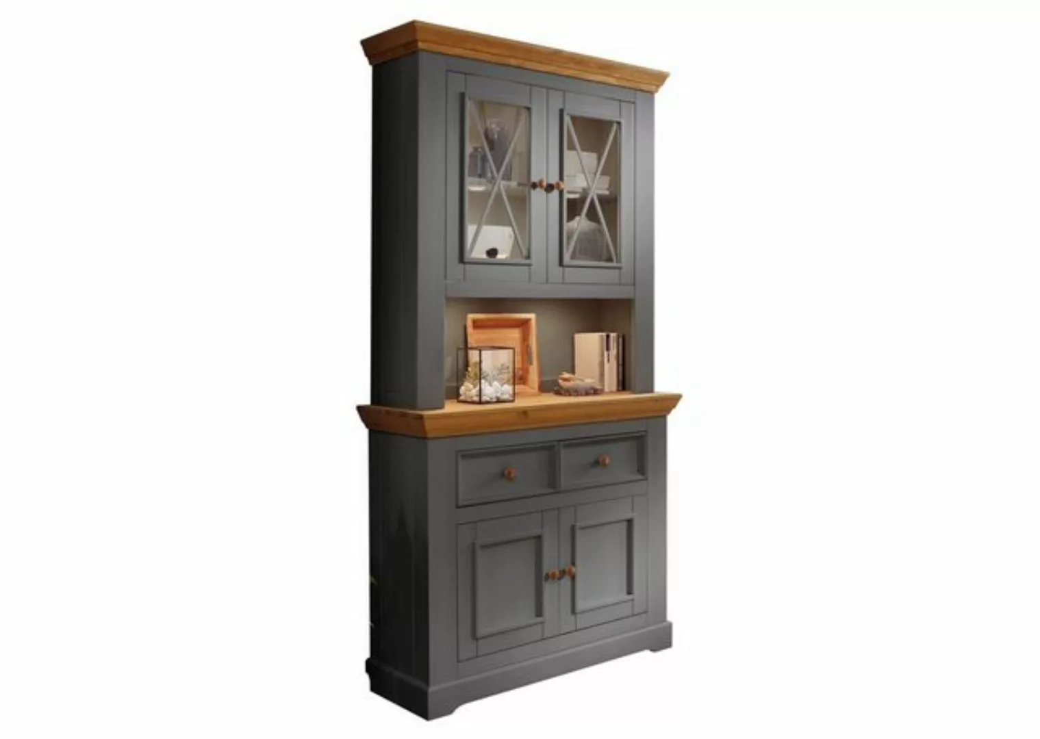 Lebenswert Buffet WZ-0133 (BxHxT: 109x214x42 cm) aus Kiefer massiv in grau günstig online kaufen