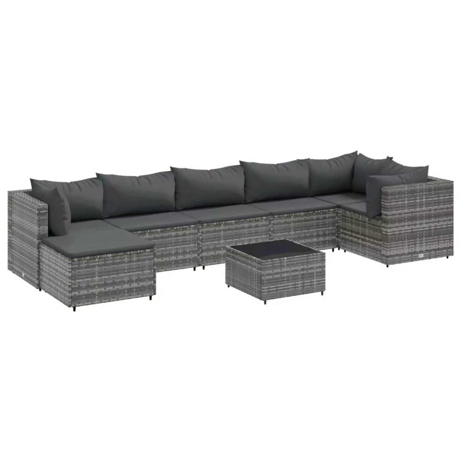 vidaXL 8-tlg Garten-Lounge-Set mit Kissen Grau Poly Rattan Modell 81 günstig online kaufen