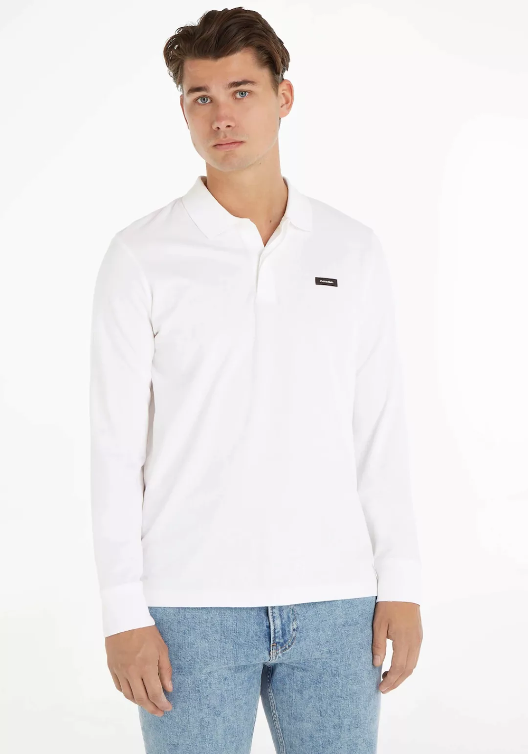Calvin Klein Poloshirt STRETCH PIQUE LS POLO mit knopflosem Polokragen günstig online kaufen