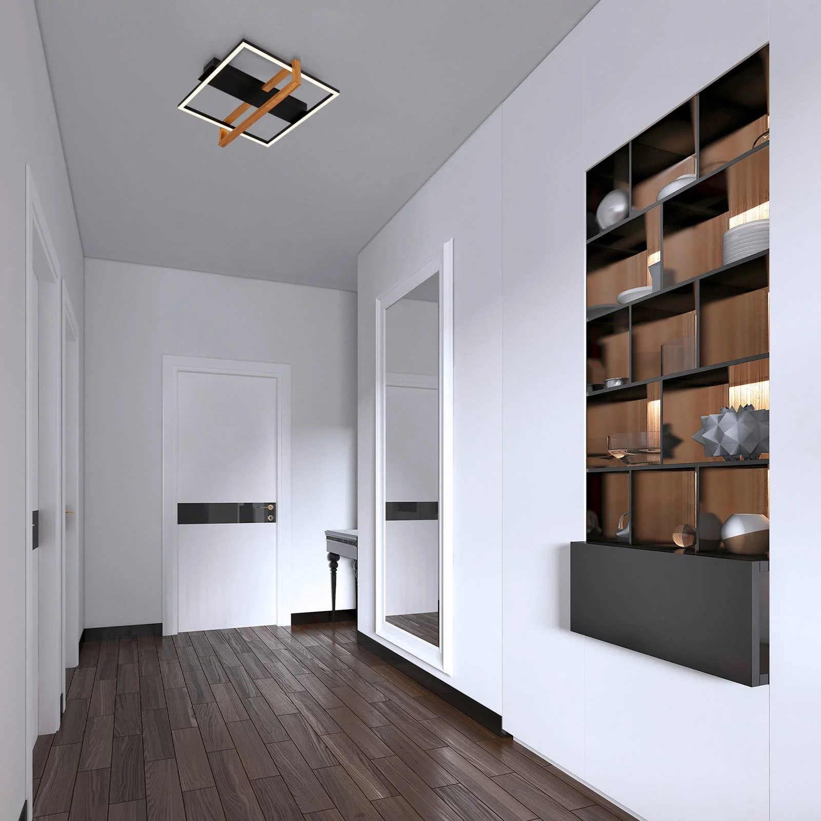 LED-Deckenleuchte 3775015 Quadrat 1fl. mit Holz günstig online kaufen