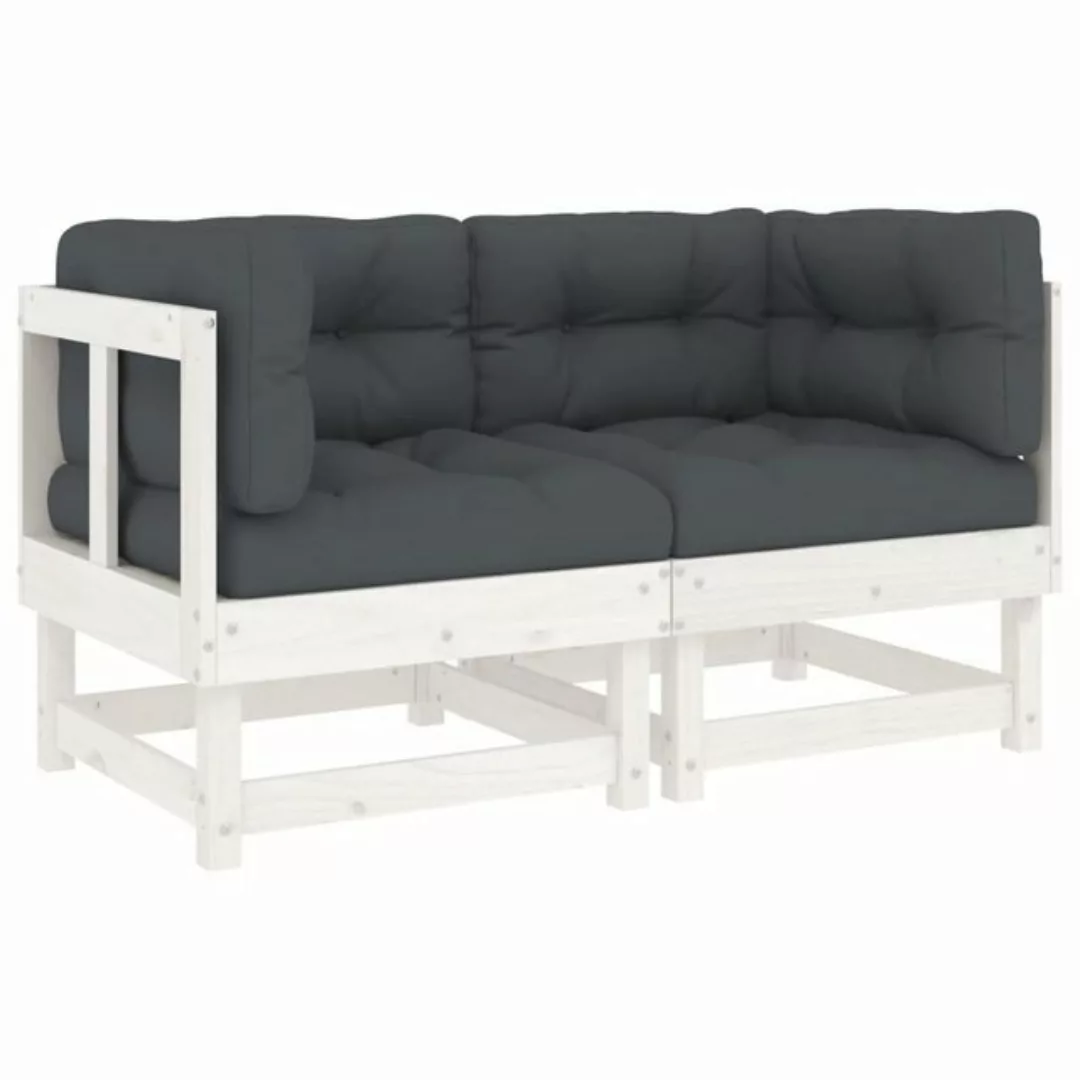 vidaXL Sofaelement Ecksofas mit Kissen 2 Stk. Weiß Massivholz Kiefer (1 St) günstig online kaufen