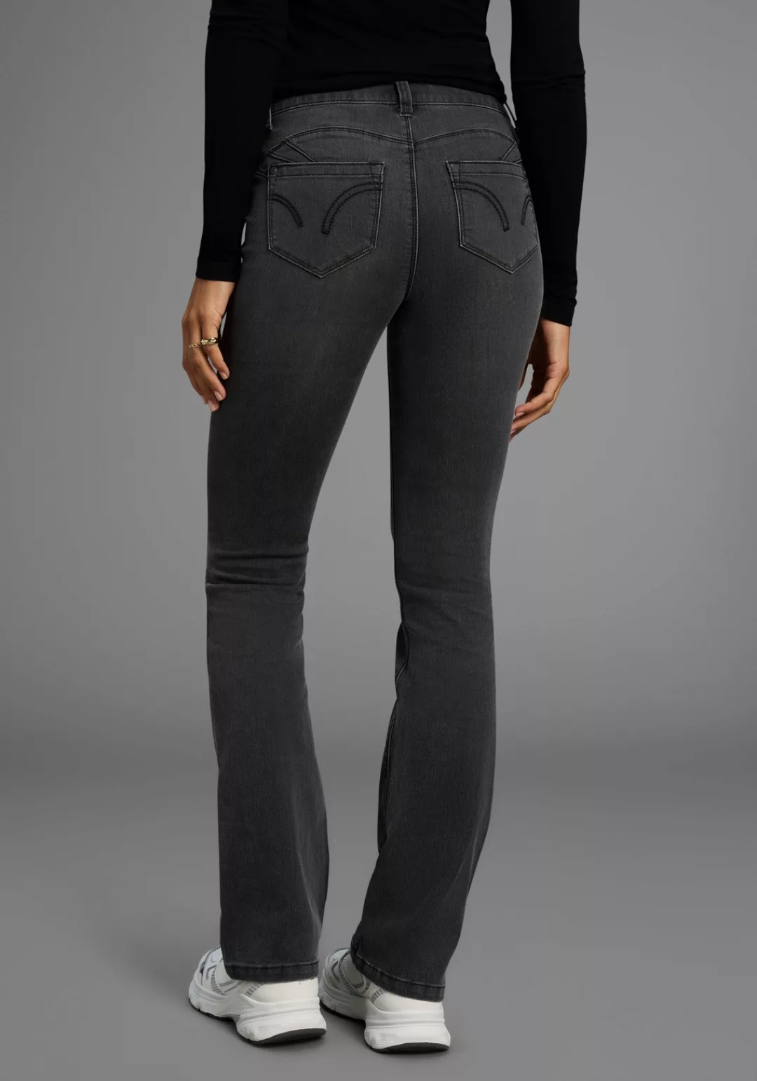 Arizona Bootcut-Jeans "Shaping", bootcut, Kontrastnähte, Used-Look-Waschung günstig online kaufen