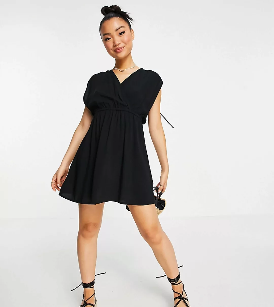 ASOS DESIGN Petite – Recycled – Mini-Strandkleid mit gerafftem Detail in Sc günstig online kaufen