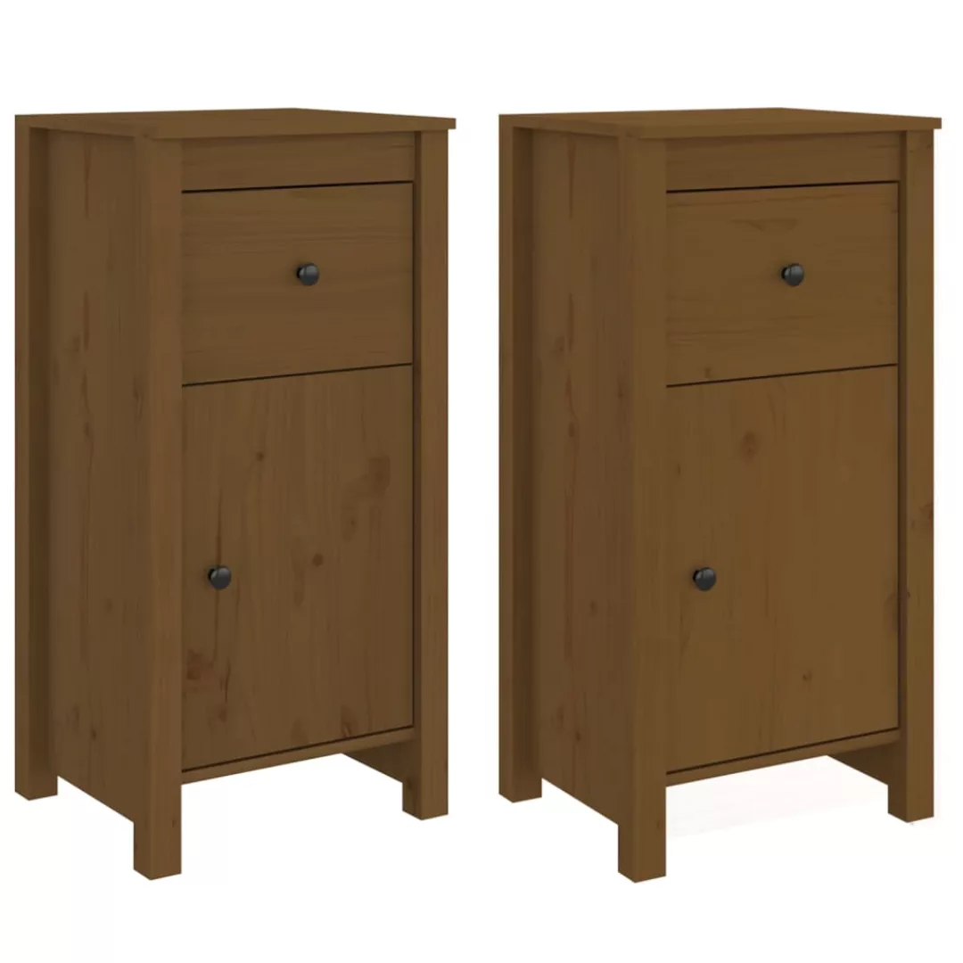 Vidaxl Sideboards 2 Stk. Honigbraun 40x35x80 Cm Massivholz Kiefer günstig online kaufen