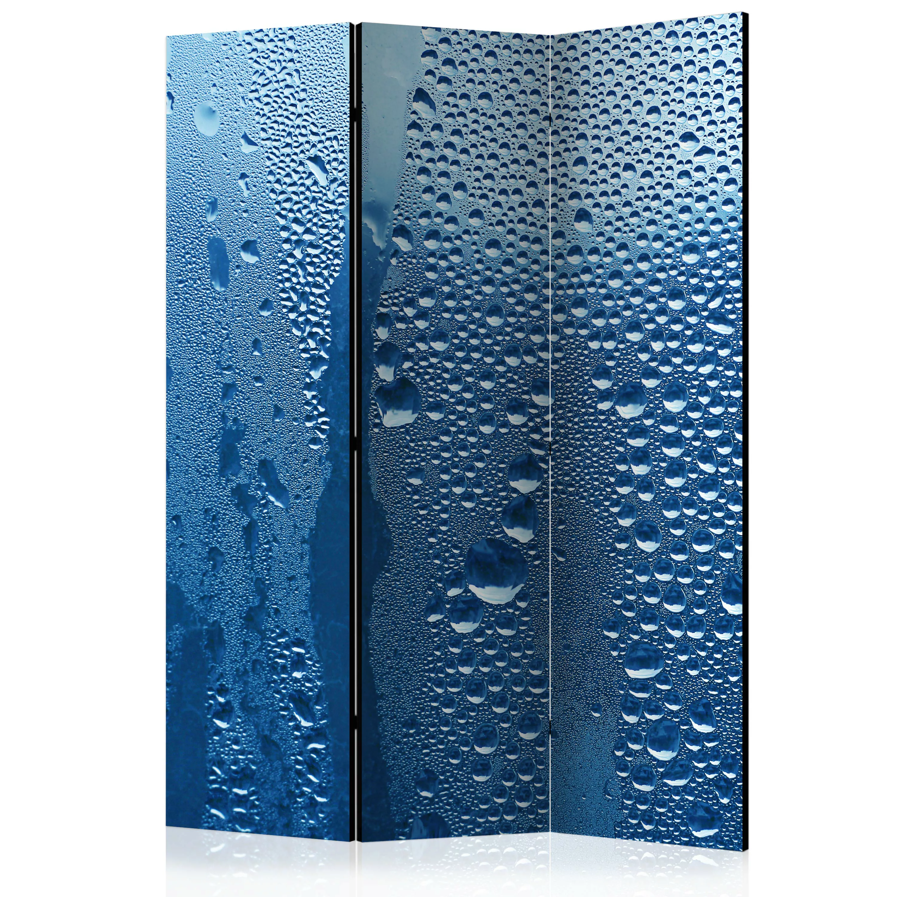 3-teiliges Paravent - Water Drops On Blue Glass [room Dividers] günstig online kaufen