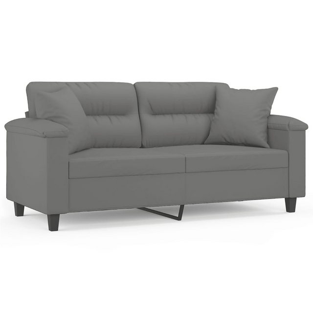 vidaXL Sofa, 2-Sitzer-Sofa mit Kissen Dunkelgrau 140 cm Mikrofasergewebe günstig online kaufen