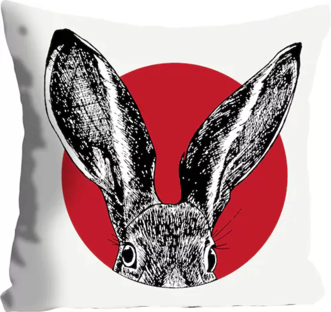 queence Dekokissen »Knut«, mit einem Hasen im roten Kreis, Kissenhülle ohne günstig online kaufen