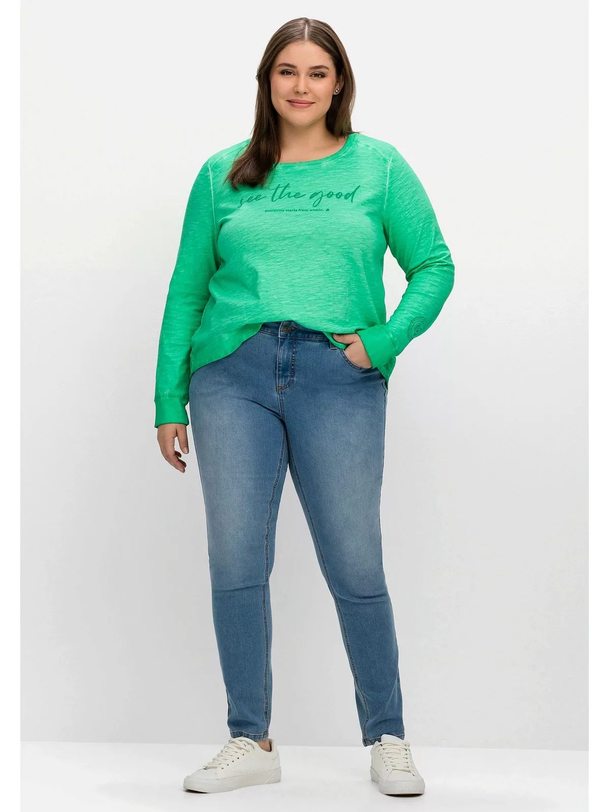Sheego Stretch-Jeans Große Größen für sehr schmale Beine und mehr Bauch günstig online kaufen