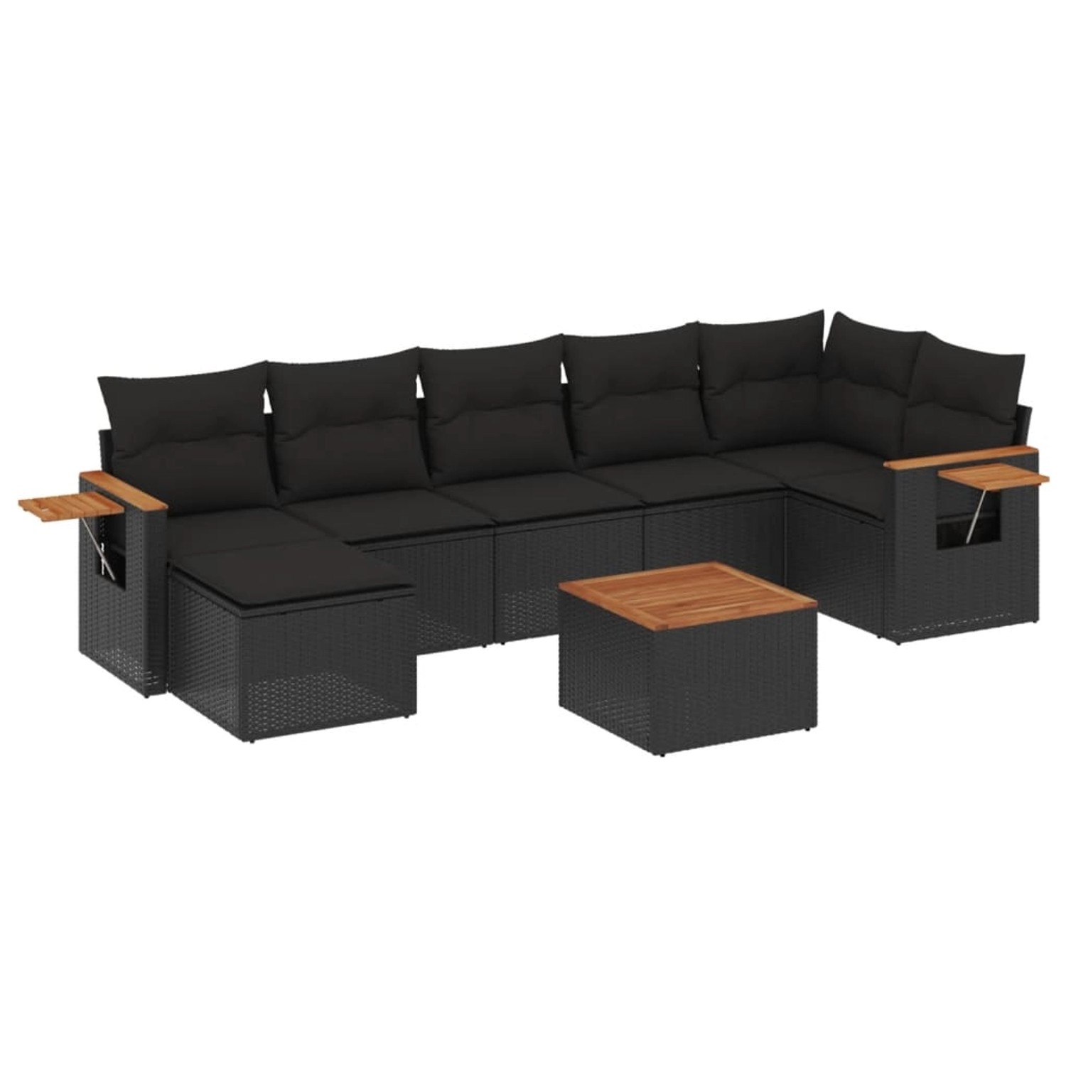 vidaXL 8-tlg Garten-Sofagarnitur mit Kissen Schwarz Poly Rattan Modell 197 günstig online kaufen