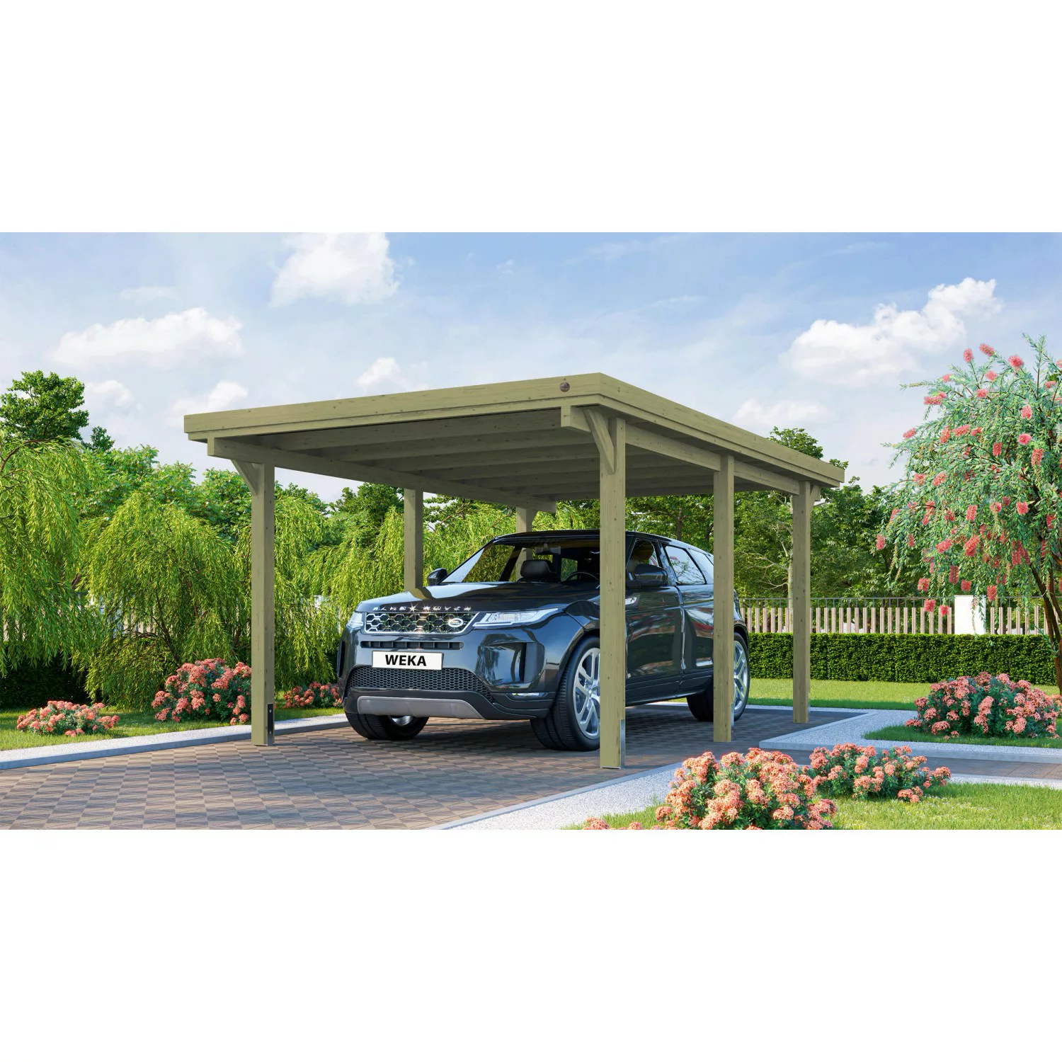 Weka Flachdach-Einzelcarport 617 Gr.1 mit PVC-Dachplatten 322 cm x 512 cm günstig online kaufen