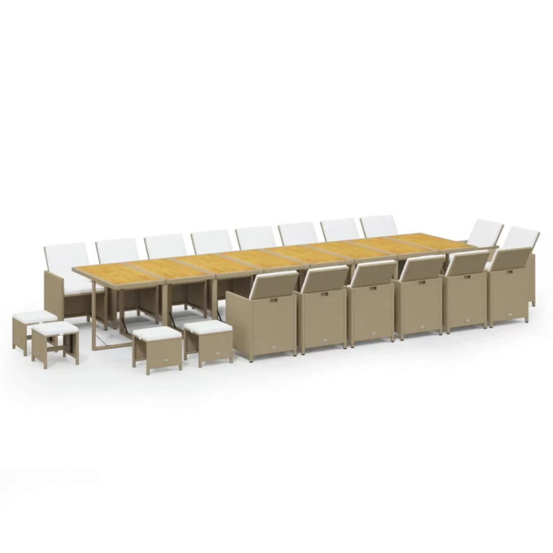 Vidaxl 21-tlg. Garten-essgruppe Mit Kissen Poly Rattan Beige günstig online kaufen