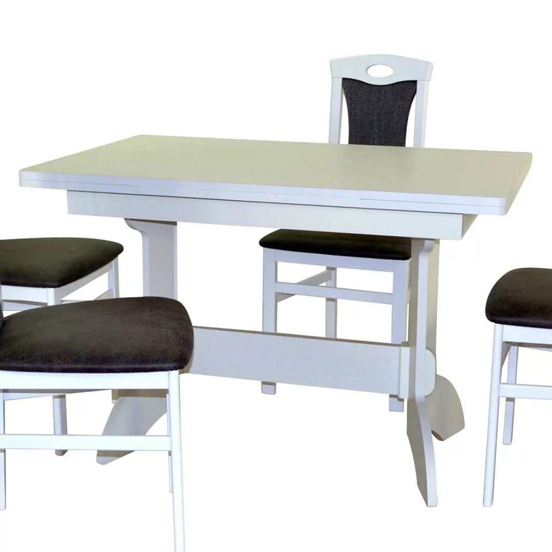 Esstischgruppe mit vier Stühlen Weiß und Anthrazit (fünfteilig) günstig online kaufen