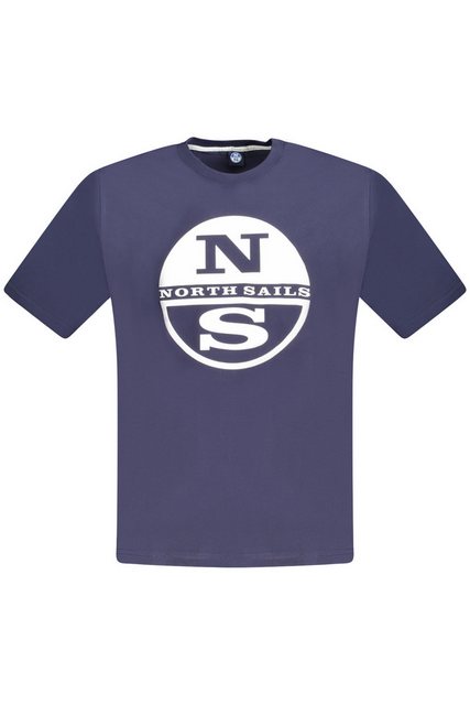 North Sails T-Shirt Herren Kurzarm T-Shirt Blau mit Logo und Rundhals - günstig online kaufen