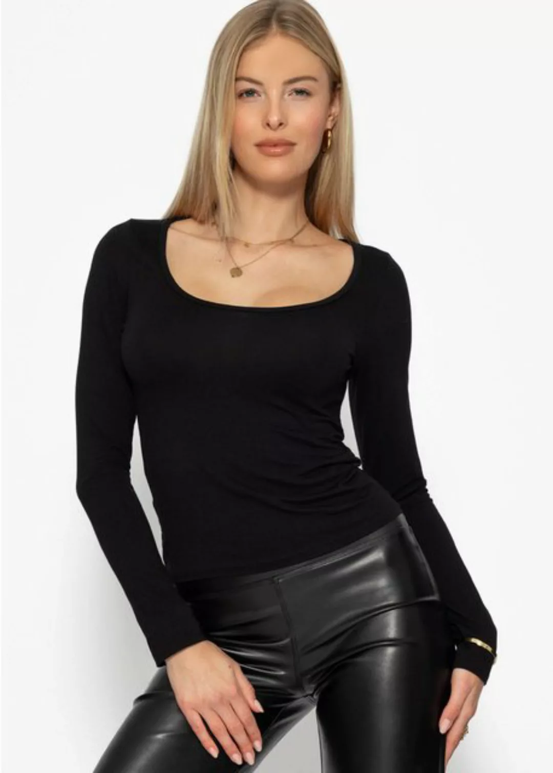 SASSYCLASSY Langarmshirt Langarmshirt Damen mit Ausschnitt Casual Chic Lang günstig online kaufen