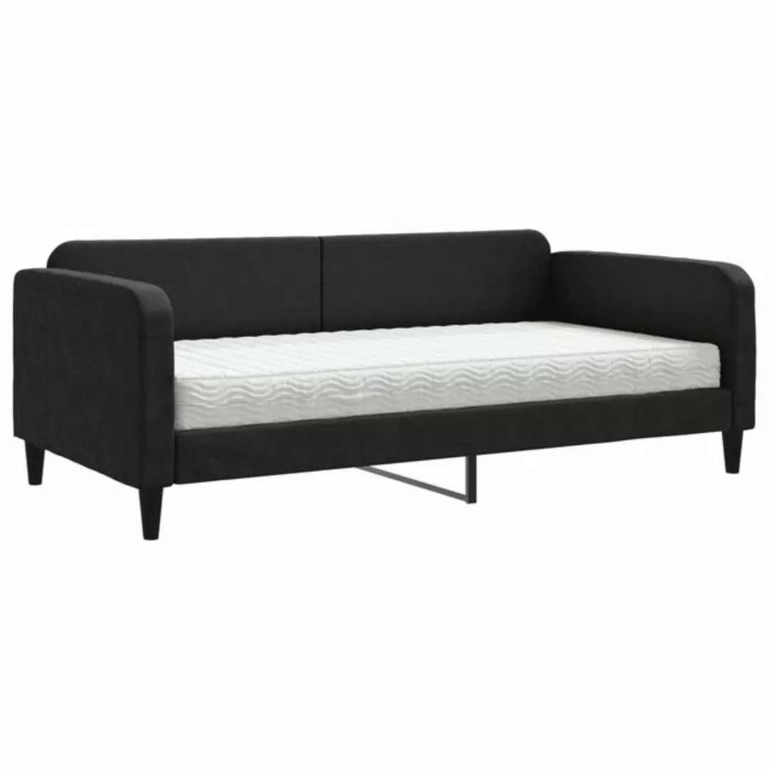 vidaXL Gästebett Gästebett Tagesbett mit Matratze Schwarz 100x200 cm Stoff günstig online kaufen