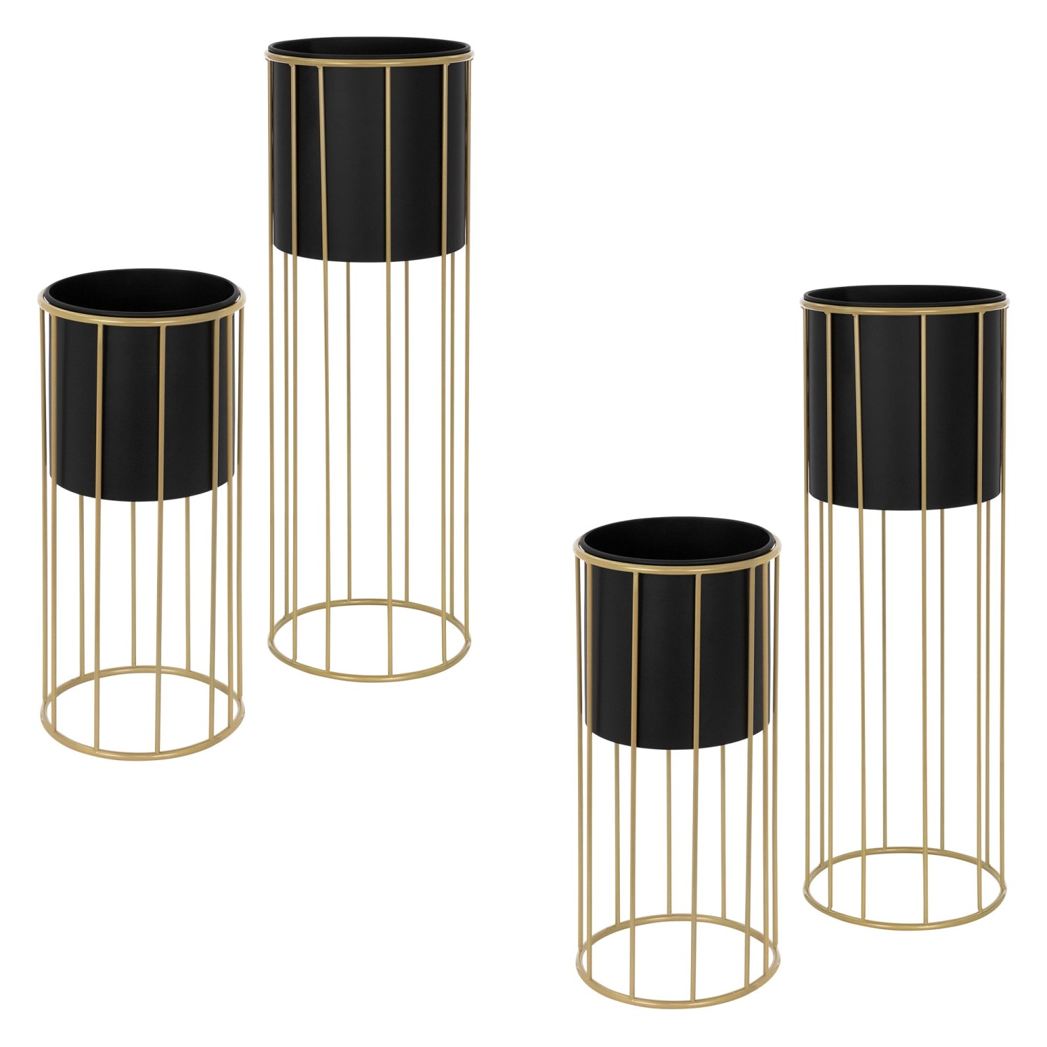 ML-Design Blumenständer 4Er Set Schwarz-Gold 21x46,7 cm 24x70,5 cm Rund Sta günstig online kaufen