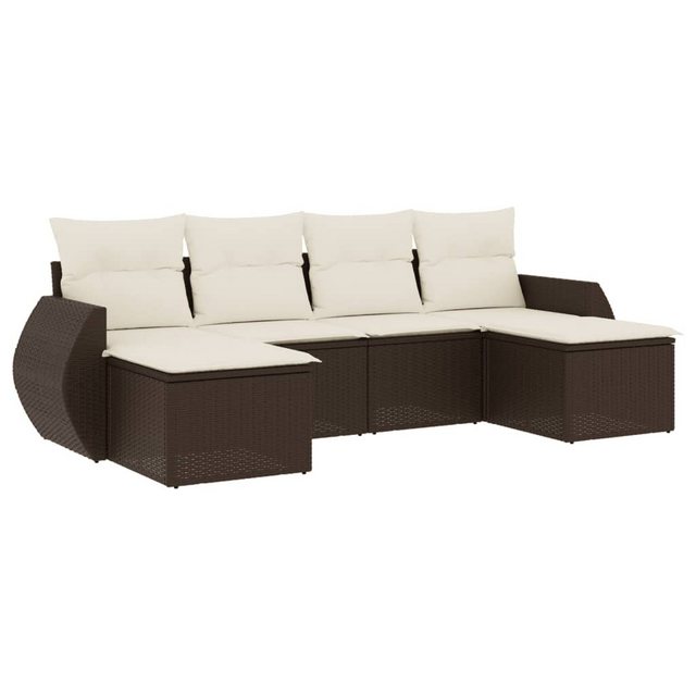 vidaXL Sofaelement 6-tlg. Garten-Sofagarnitur mit Kissen Braun Poly Rattan günstig online kaufen