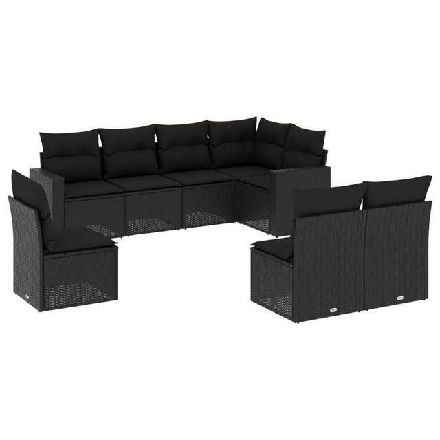 vidaXL Sofaelement 8-tlg. Garten-Sofagarnitur mit Kissen Schwarz Poly Ratta günstig online kaufen