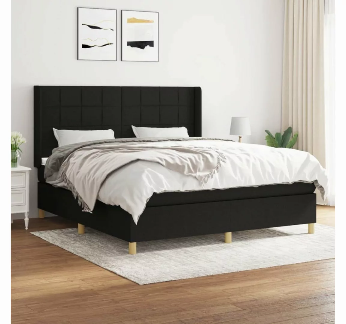 furnicato Bett Boxspringbett mit Matratze Schwarz 160x200 cm Stoff günstig online kaufen