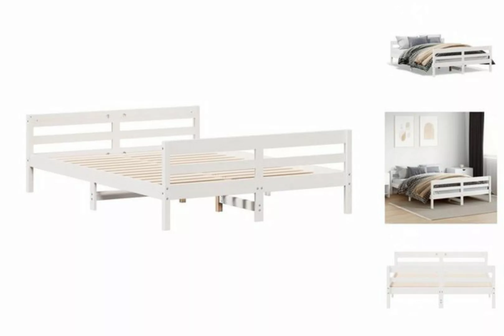 vidaXL Bett Massivholzbett ohne Matratze Weiß 120x200 cm Kiefernholz günstig online kaufen