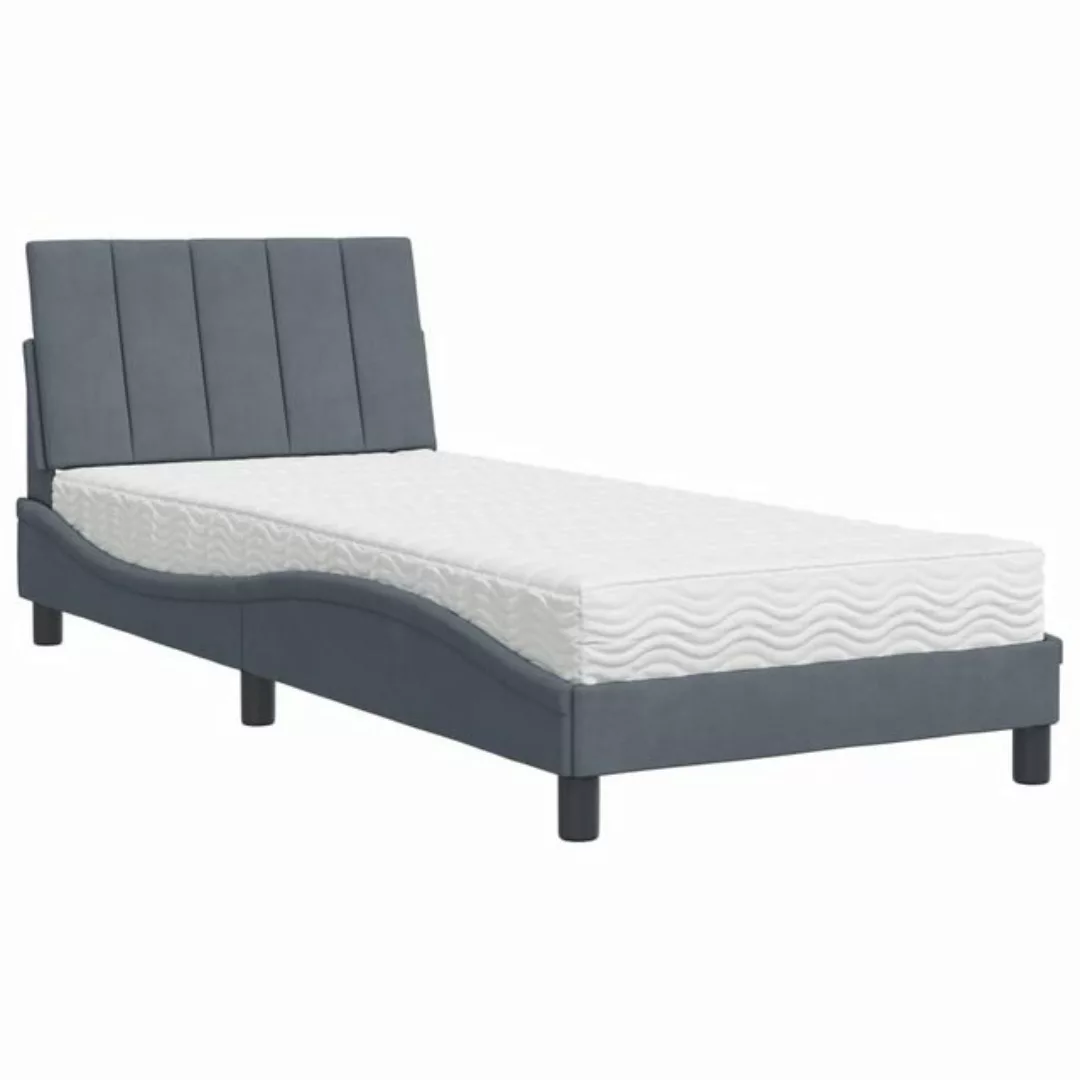 vidaXL Bett Bett mit Matratze Dunkelgrau 90x190 cm Samt günstig online kaufen