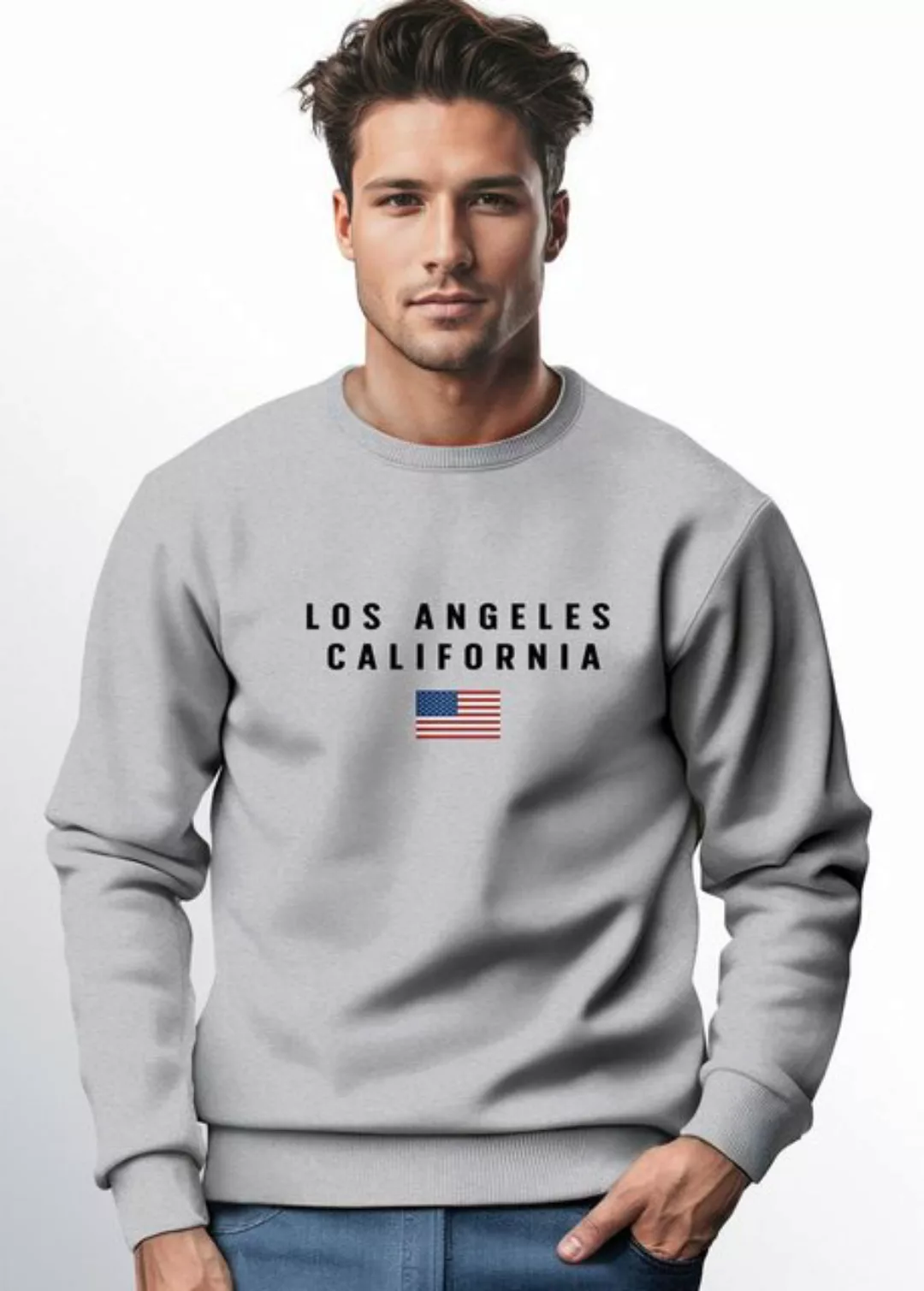 Neverless Sweatshirt Sweatshirt Herren Bedruckt Schriftzug California Los A günstig online kaufen